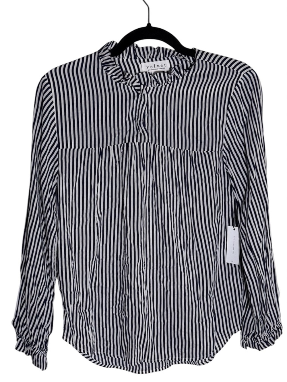 Velvet by Graham & Spencer Navy and White Striped Shirt